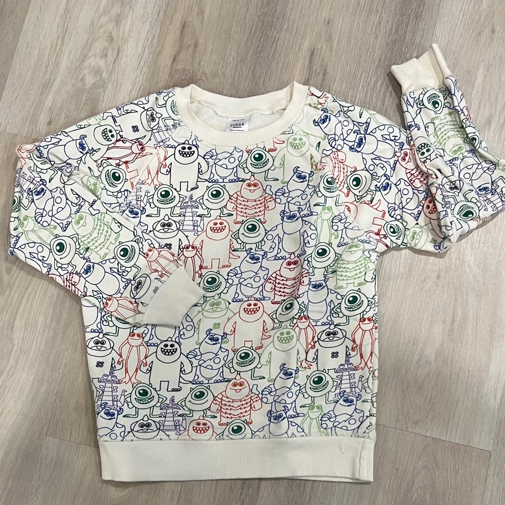 H&M Cream Sweatshirt with Colorful Character Print